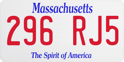 MA license plate 296RJ5