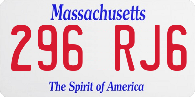 MA license plate 296RJ6