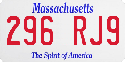 MA license plate 296RJ9