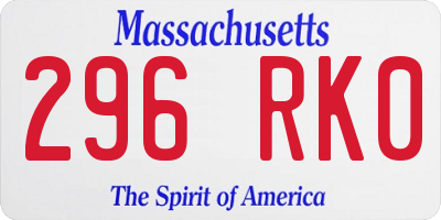 MA license plate 296RK0