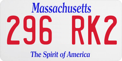 MA license plate 296RK2