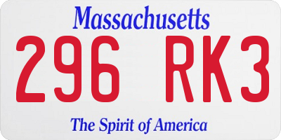 MA license plate 296RK3