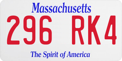 MA license plate 296RK4