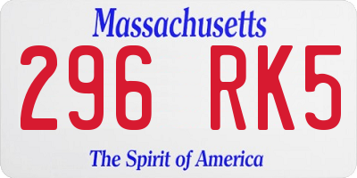MA license plate 296RK5