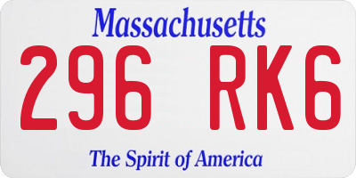 MA license plate 296RK6