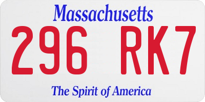 MA license plate 296RK7
