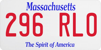 MA license plate 296RL0