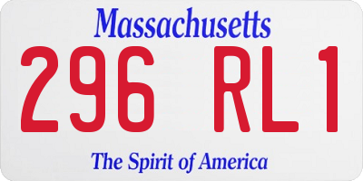 MA license plate 296RL1