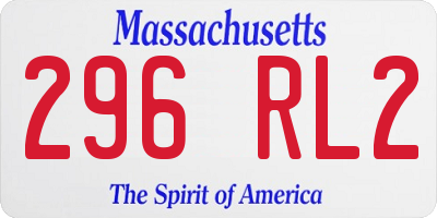 MA license plate 296RL2