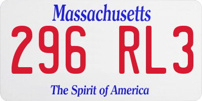 MA license plate 296RL3