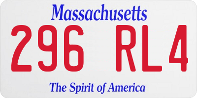 MA license plate 296RL4