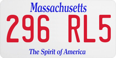 MA license plate 296RL5