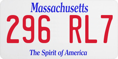 MA license plate 296RL7