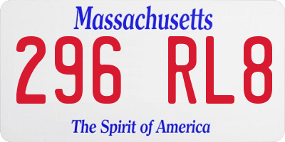 MA license plate 296RL8