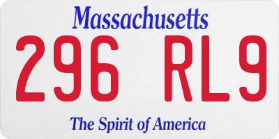 MA license plate 296RL9