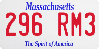 MA license plate 296RM3
