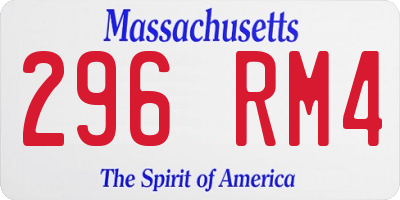 MA license plate 296RM4