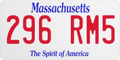 MA license plate 296RM5