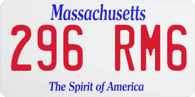 MA license plate 296RM6