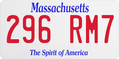 MA license plate 296RM7