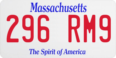 MA license plate 296RM9