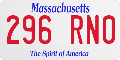 MA license plate 296RN0
