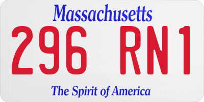 MA license plate 296RN1