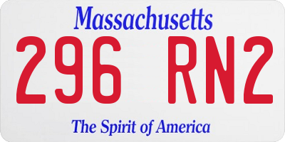 MA license plate 296RN2