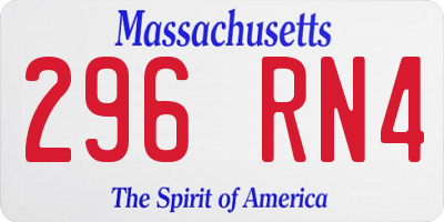 MA license plate 296RN4