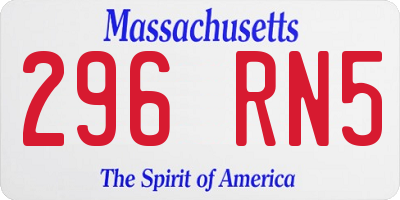 MA license plate 296RN5