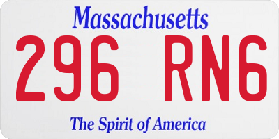 MA license plate 296RN6