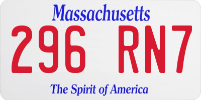 MA license plate 296RN7