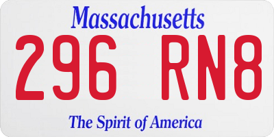 MA license plate 296RN8
