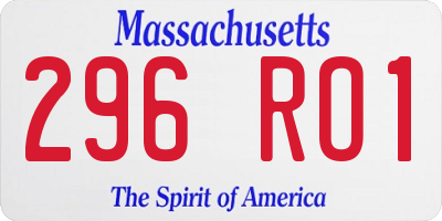 MA license plate 296RO1
