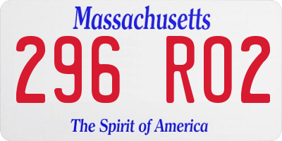 MA license plate 296RO2