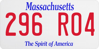 MA license plate 296RO4