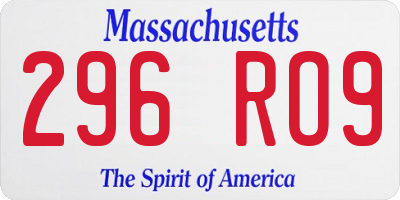MA license plate 296RO9