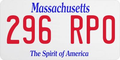 MA license plate 296RP0