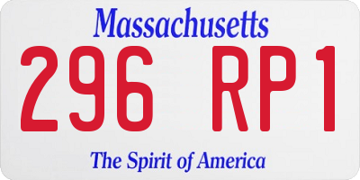 MA license plate 296RP1