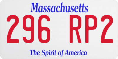 MA license plate 296RP2