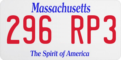 MA license plate 296RP3