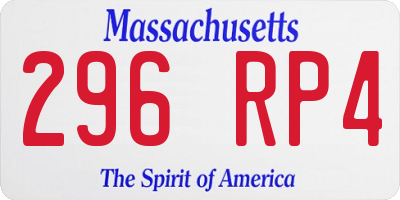 MA license plate 296RP4
