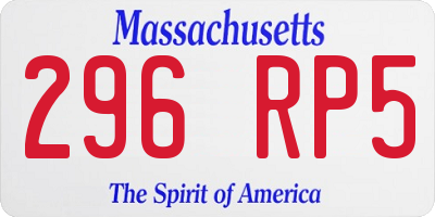 MA license plate 296RP5