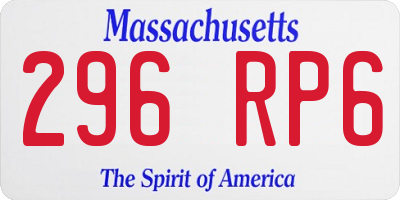 MA license plate 296RP6