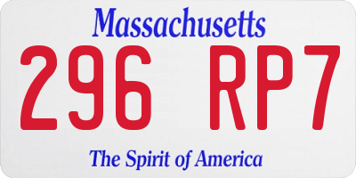 MA license plate 296RP7