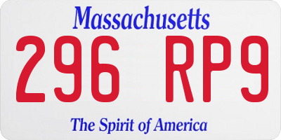 MA license plate 296RP9