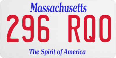 MA license plate 296RQ0