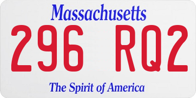 MA license plate 296RQ2