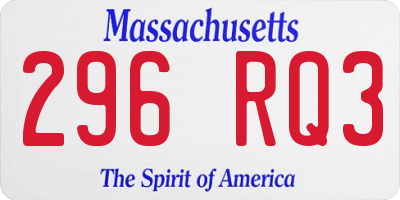 MA license plate 296RQ3