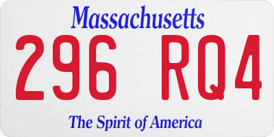 MA license plate 296RQ4